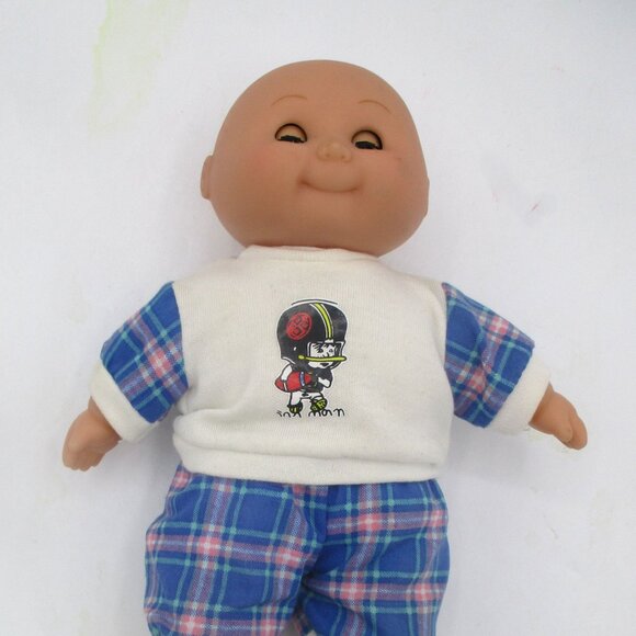 1980s Jesbi Cabbage Patch Style Doll With Blue Plaid OutfitWhite Shoes Awake Asl - Picture 3 of 6
